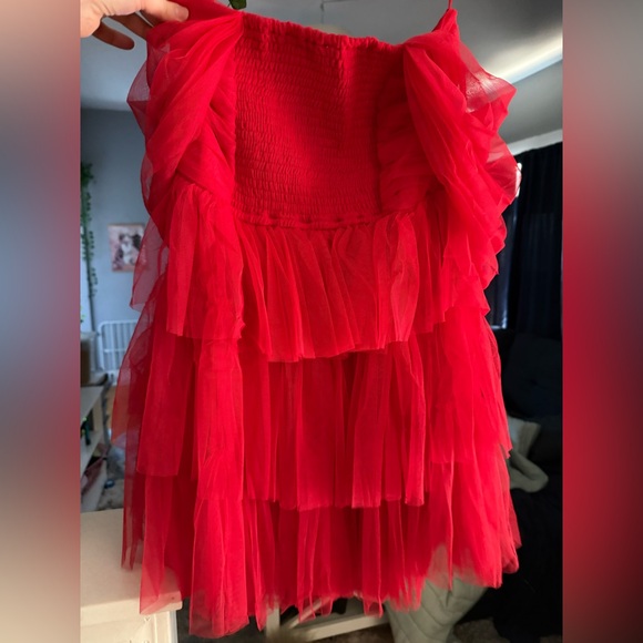 Lace & Beads tulle off-the-shoulder corset mini dress - Picture 7 of 10